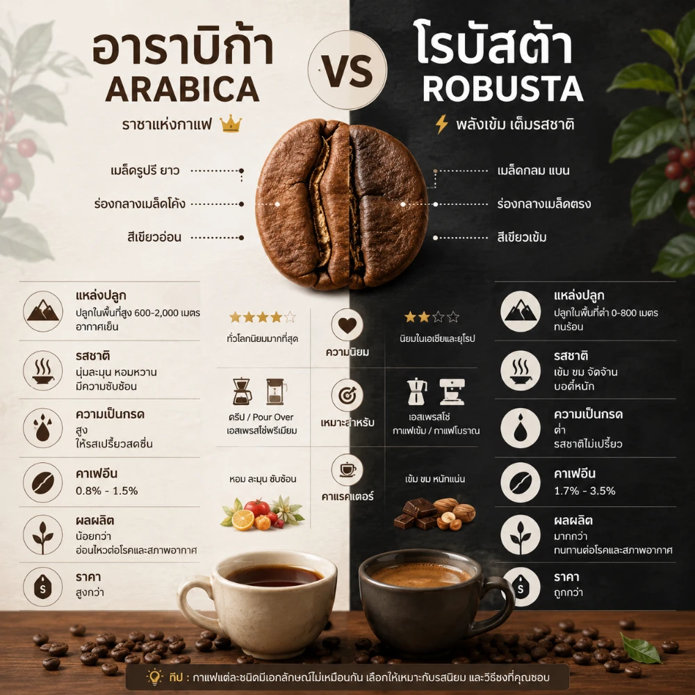 อาราบิก้า vs โรบัสต้า
