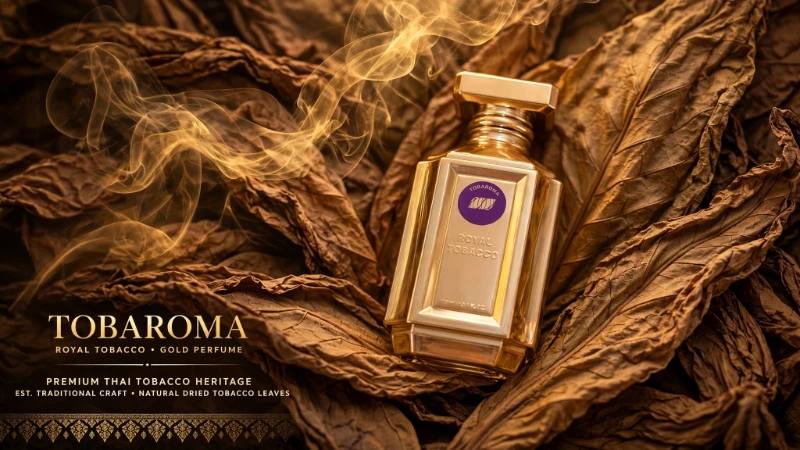 TOBAROMA Royal Tobacco Eau de Parfum บนใบยาสูบแห้งแท้ - Premium Thai Tobacco Heritage